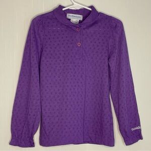 Vintage Girls OshKosh B’gosh Floral Eyelet Shirt Purple LS Collar Size 6 ✔️read